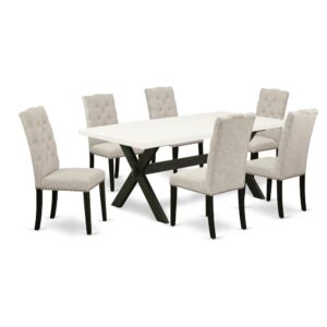 EaST WEST FURNITURE 7-PC KITCHEN SET 6 aTTRaCTIVE PaRSON DINING CHaIRS andrectangularDINING TaBLE