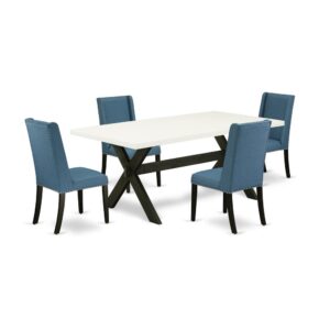 EAST WEST FURNITURE 5-PIECE DINING ROOM SET WITH 4 UPHOLSTERED DINING CHAIRS AND DINING ROOM TABLE