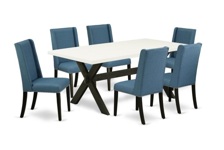 EAST WEST FURNITURE 7-PIECE DINETTE SET WITH 6 DINING CHAIRS AND dining table