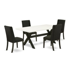 EAST WEST FURNITURE 5-PC KITCHEN SET WITH 4 DINING CHAIRS AND KITCHEN RECTANGULAR TABLE