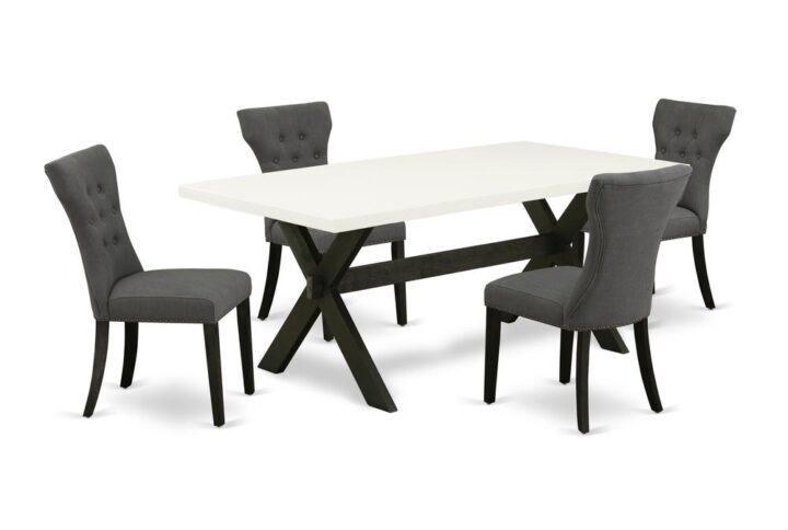 EAST WEST FURNITURE 5-PC KITCHEN TABLE SET WITH 4 KITCHEN PARSON CHAIRS AND RECTANGULAR KITCHEN TABLE