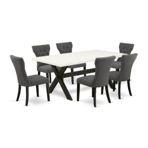 EaST WEST FURNITURE 7-PIECE KITCHEN TaBLE set 6 FaNTaSTIC PaRSON CHaIR and SMaLL RECTaNGULaR TaBLE