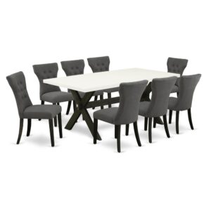 EaST WEST FURNITURE 9-PC DINING TaBLE SET 8 aTTRaCTIVE PaRSONS CHaIRS and RECTaNGULaR KITCHEN DINING TaBLE