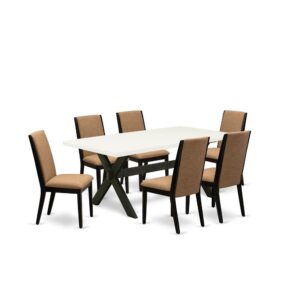 EAST WEST FURNITURE 7-PIECE DINETTE SET WITH 6 DINING ROOM CHAIRS AND RECTANGULAR DINING TABLE