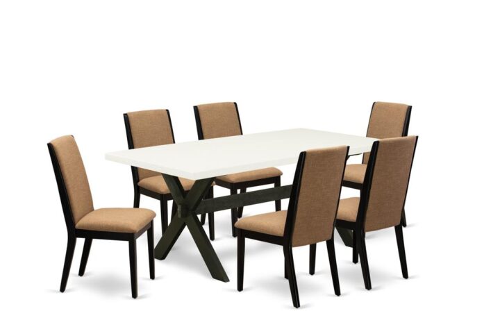 EAST WEST FURNITURE 7-PIECE DINETTE SET WITH 6 DINING ROOM CHAIRS AND RECTANGULAR DINING TABLE