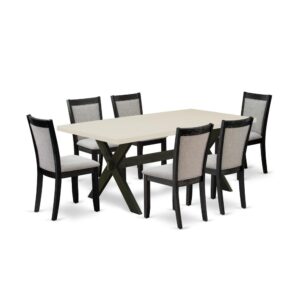 This Dining Room Table Set  Includes A Mid Century Modern Dining Table With 6 Parson Chairs To Make Your Friends And Family Mealtime More Leisurely And Pleasant. The Frame Of This Dining Table Set  Is Created Of High Quality Rubber Wood