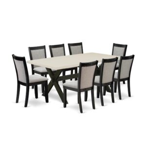 This Modern Dining Table Set  Includes A Wood Table With 8 Kitchen Chairs To Make Your Family Mealtime Easier And Pleasant. The Frame Of This Dining Set  Is Created Of Prime Quality Asian Wood