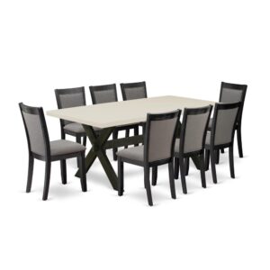 This Table Set  Includes A Wooden Dining Table With 8 Mid-Century Dining Chairs To Make Your Loved One'S Meals More Comfortable And Pleasant. The Frame Of This Dining Room Table Set  Is Created Of Top Quality Rubber Wood