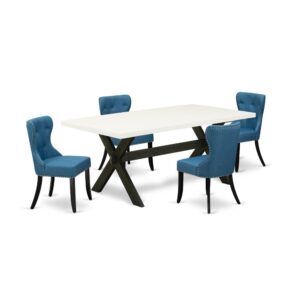 EAST WEST FURNITURE 5-Pc DINETTE SET- 4 STUNNING PARSON DINING CHAIRS AND 1 MODERN KITCHEN TABLE