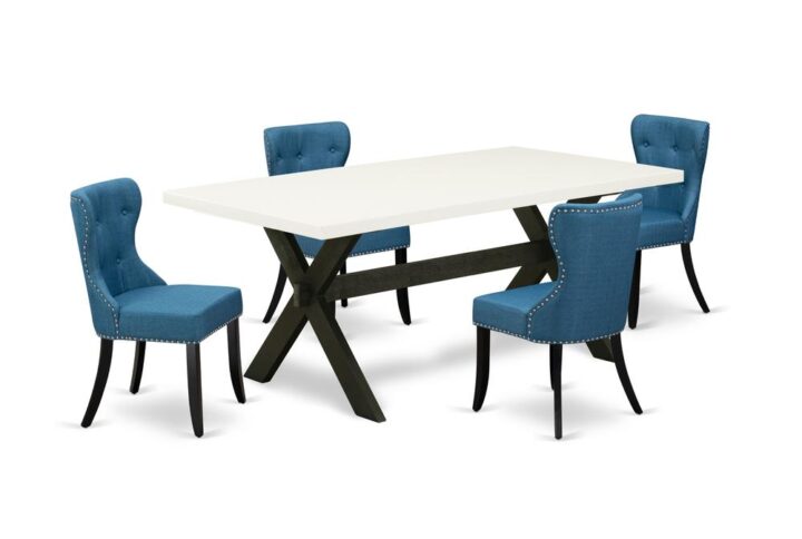 EAST WEST FURNITURE 5-Pc DINETTE SET- 4 STUNNING PARSON DINING CHAIRS AND 1 MODERN KITCHEN TABLE