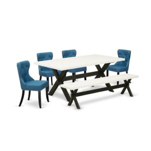 EAST WEST FURNITURE 6-PIECE DINING ROOM SET- 4 EXCELLENT PARSON DINING CHAIRS