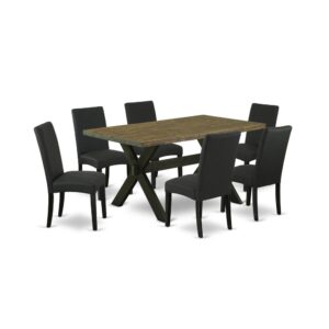 EAST WEST FURNITURE 7-PC MODERN DINING TABLE SET- 6 WONDERFUL DINING ROOM CHAIRS AND 1 KITCHEN DINING TABLE