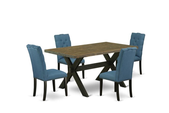 EAST WEST FURNITURE 5-PIECE MODERN DINING TABLE SET WITH 4 KITCHEN CHAIRS AND RECTANGULAR TABLE
