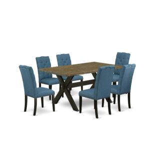 EAST WEST FURNITURE 7-PC MODERN DINING TABLE SET WITH 6 PARSON CHAIRS AND dining table