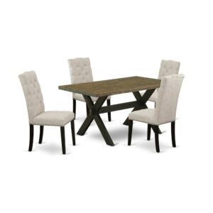 EAST WEST FURNITURE 5-PC MODERN DINING TABLE SET WITH 4 PADDED PARSON CHAIRS AND RECTANGULAR DINING ROOM TABLE