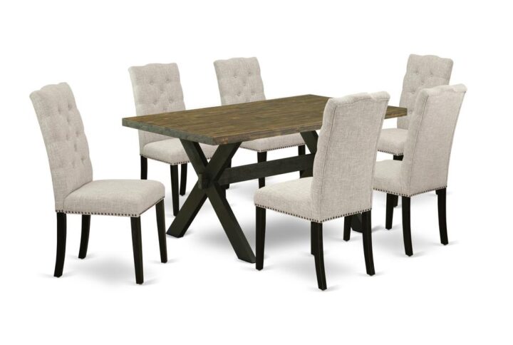 EaST WEST FURNITURE 7-PIECE DINING SET 6 BEaUTIFUL PaRSON CHaIRS and RECTaNGULaR DINING TaBLE