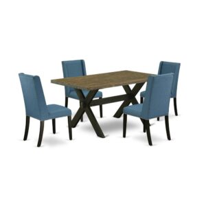EAST WEST FURNITURE 5-PIECE KITCHEN TABLE SET WITH 4 UPHOLSTERED DINING CHAIRS AND WOOD DINING TABLE