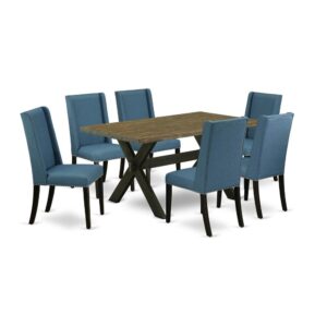 EAST WEST FURNITURE 7-PC DINING ROOM TABLE SET WITH 6 UPHOLSTERED DINING CHAIRS AND MODERN DINING TABLE