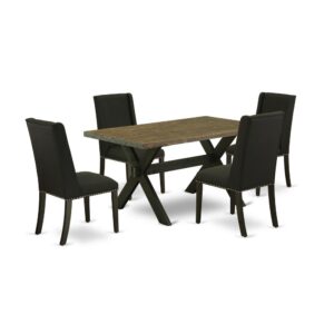 EAST WEST FURNITURE 5-PC DINING ROOM TABLE SET WITH 4 PARSON DINING ROOM CHAIRS AND rectangular TABLE