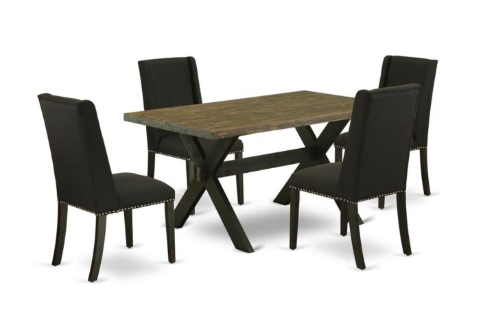EAST WEST FURNITURE 5-PC DINING ROOM TABLE SET WITH 4 PARSON DINING ROOM CHAIRS AND rectangular TABLE