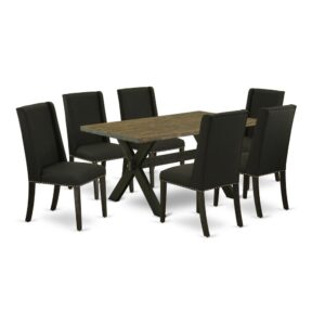 EaST WEST FURNITURE 7-PC KITCHEN TaBLE SET 6 aTTRaCTIVE PaRSON CHaIR and RECTaNGULaR TaBLE