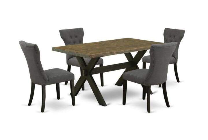 EAST WEST FURNITURE 5-PC DINING ROOM TABLE SET WITH 4 DINING CHAIRS AND RECTANGULAR WOOD TABLE
