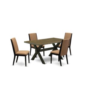 EAST WEST FURNITURE 5-PC RECTANGULAR DINING ROOM TABLE SET WITH 4 PARSON DINING CHAIRS AND MODERN DINING TABLE