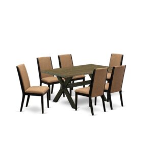 EAST WEST FURNITURE 7-PC KITCHEN TABLE SET WITH 6 PARSON DINING ROOM CHAIRS AND dining table