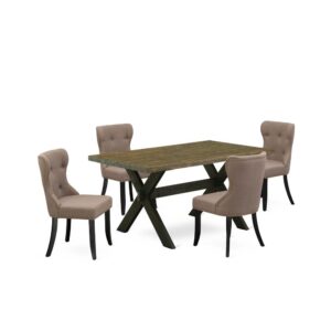 EAST WEST FURNITURE 5-PIECE DINING TABLE SET- 4 WONDERFUL PARSON CHAIRS AND 1 MODERN KITCHEN TABLE