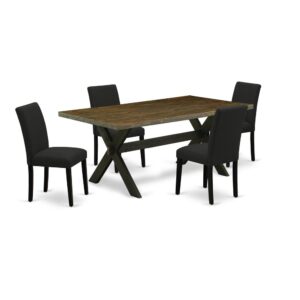 EAST WEST FURNITURE 5 - PIECE MODERN DINING TABLE SET INCLUDES 4 UPHOLSTERED DINING CHAIRS AND RECTANGULAR BREAKFAST TABLE