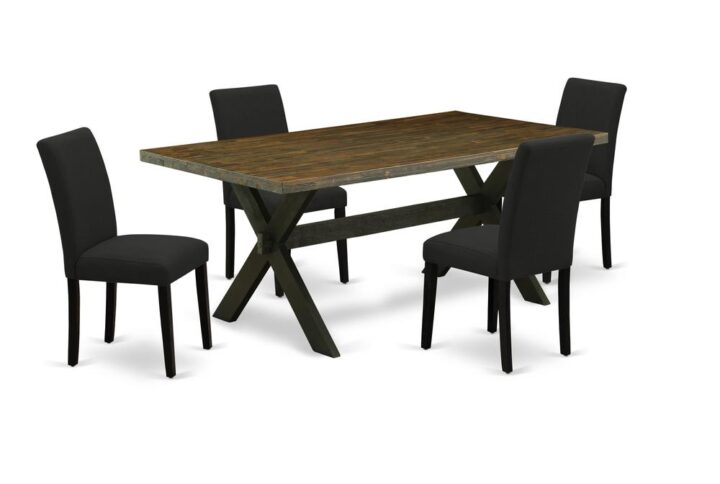 EAST WEST FURNITURE 5 - PIECE MODERN DINING TABLE SET INCLUDES 4 UPHOLSTERED DINING CHAIRS AND RECTANGULAR BREAKFAST TABLE