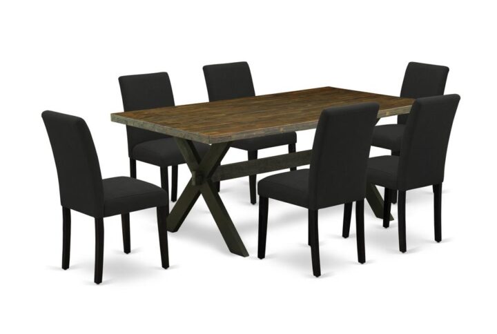 EAST WEST FURNITURE 7 - PIECE KITCHEN AND DINING ROOM CHAIRS INCLUDES 6 UPHOLSTERED CHAIRS AND RECTANGULAR DINING TABLE