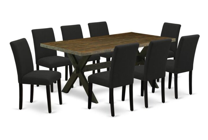 EAST WEST FURNITURE 9 - PC DINING ROOM SET INCLUDES 8 MODERN CHAIRS AND RECTANGULAR DINNER TABLE
