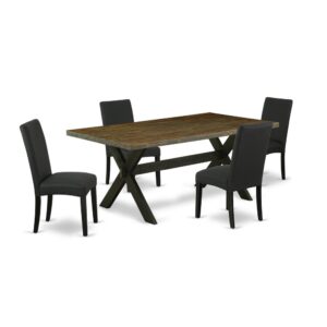 EAST WEST FURNITURE 5-PIECE KITCHEN DINING ROOM SET- 4 WONDERFUL DINING CHAIRS AND 1 RECTANGULAR TABLE