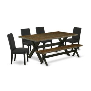 EAST WEST FURNITURE 6-PIECE KITCHEN DINING SET- 4 AMAZING UPHOLSTERED DINING CHAIRS