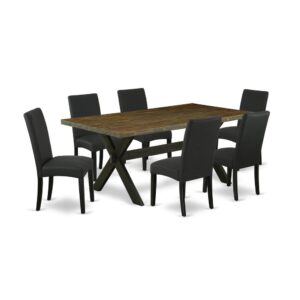 EAST WEST FURNITURE 7-PC DINETTE ROOM SET- 6 STUNNING PADDED PARSON CHAIR AND 1 dining table