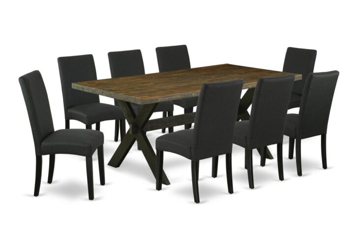 EAST WEST FURNITURE 9-PIECE MODERN DINING TABLE SET- 8 WONDERFUL MID CENTURY DINING CHAIRS AND 1 DINING ROOM TABLE