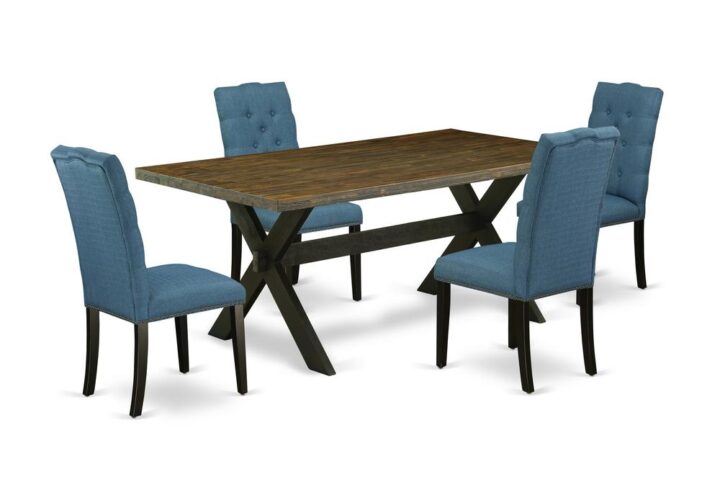 EAST WEST FURNITURE 5-PC DINING SET WITH 4 KITCHEN PARSON CHAIRS AND RECTANGULAR DINING TABLE