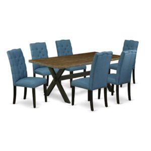 EAST WEST FURNITURE 7-PC MODERN DINING TABLE SET WITH 6 DINING ROOM CHAIRS AND KITCHEN TABLE