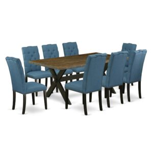 EAST WEST FURNITURE 9-PIECE DINING SET WITH 8 PARSON DINING ROOM CHAIRS AND dining table