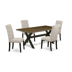 EAST WEST FURNITURE 5-PC KITCHEN SET WITH 4 DINING CHAIRS AND RECTANGULAR DINING TABLE