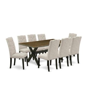 EaST WEST FURNITURE 9-PC DINNING ROOM TaBLE SET 8 WONDERFUL PaRSON DINING CHaIRS and 2 SHELVES TaBLE