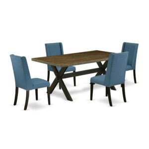 EAST WEST FURNITURE 5-PIECE DINING ROOM TABLE SET WITH 4 MODERN DINING CHAIRS AND KITCHEN TABLE