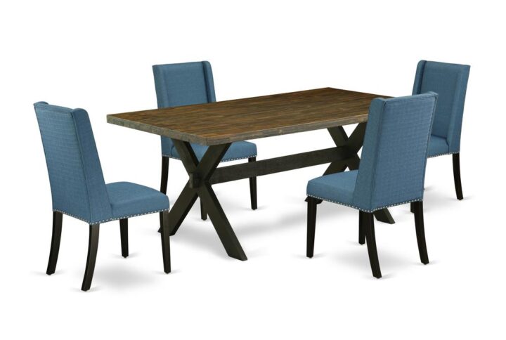 EAST WEST FURNITURE 5-PIECE DINING ROOM TABLE SET WITH 4 MODERN DINING CHAIRS AND KITCHEN TABLE