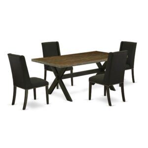 EAST WEST FURNITURE 5-PIECE RECTANGULAR DINING ROOM TABLE SET WITH 4 DINING ROOM CHAIRS AND RECTANGULAR KITCHEN TABLE