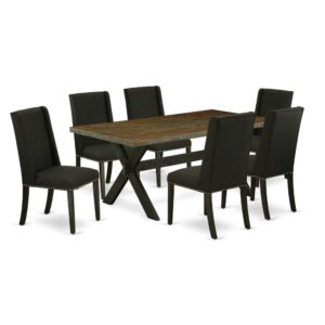 EaST WEST FURNITURE 7-PIECE DINING TaBLE SET 6 FaNTaSTIC PaRSON DINING CHaIRS and RECTaNGULaR WOOD DINING TaBLE