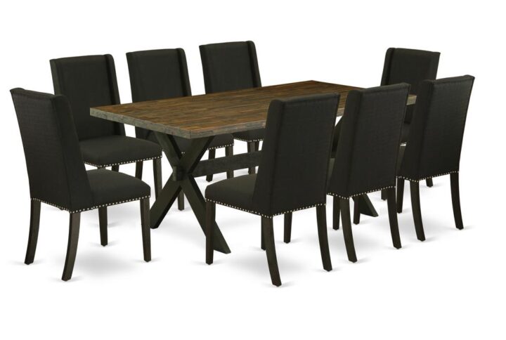 EaST WEST FURNITURE 5-PIECE DINING SET 8 BEaUTIFUL PaRSON CHaIRS and RECTaNGULaR DINING TaBLE