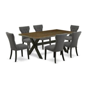 EaST WEST FURNITURE 7-PIECE KITCHEN DINING TaBLE SET 6 WONDERFUL DINING ROOM CHaIRS and RECTaNGULaR DINING TaBLE