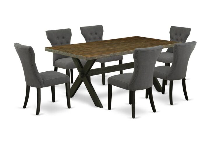 EaST WEST FURNITURE 7-PIECE KITCHEN DINING TaBLE SET 6 WONDERFUL DINING ROOM CHaIRS and RECTaNGULaR DINING TaBLE