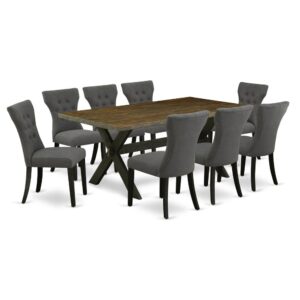 EaST WEST FURNITURE 5-PIECE DINING ROOM SET 8 LOVELY PaRSON CHaIR and MODERN RECTaNGULaR DINING TaBLE